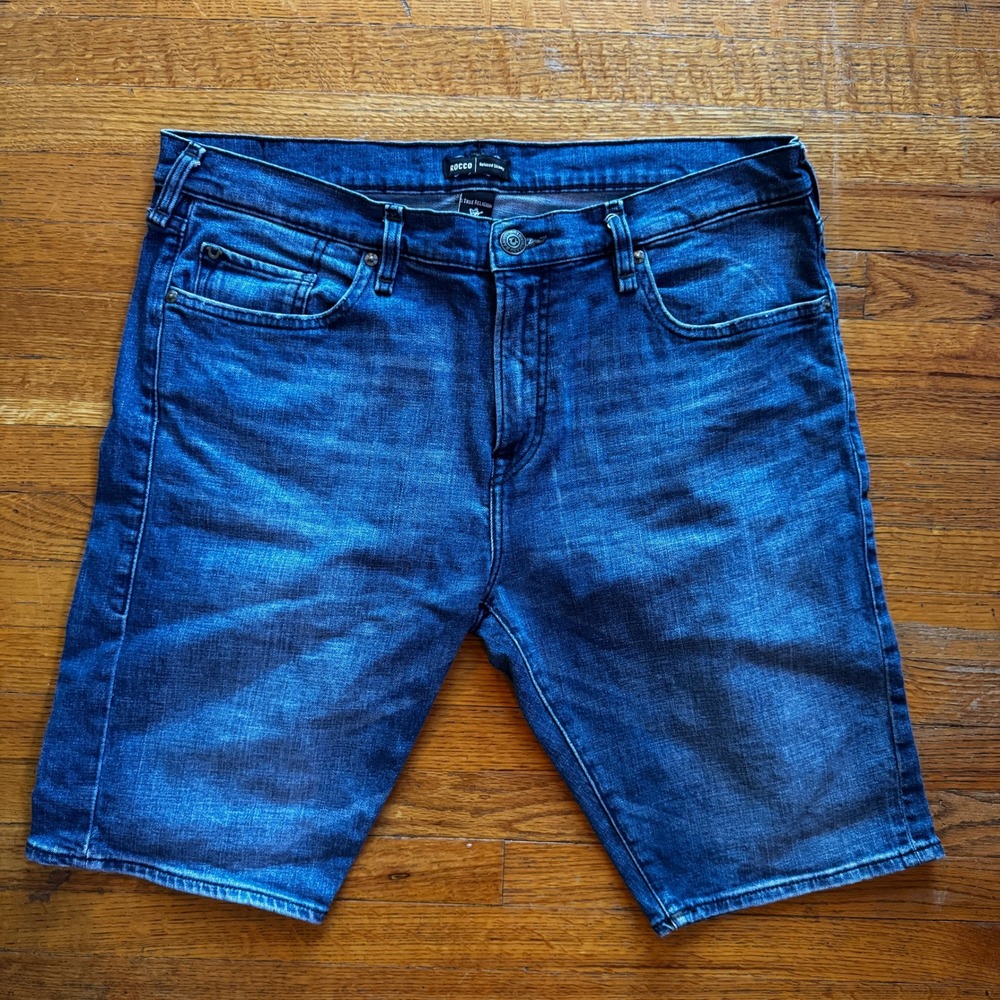 True Religion‎ Rocco Relaxed Skinny Men Blue Denim Jean Shorts Size 36